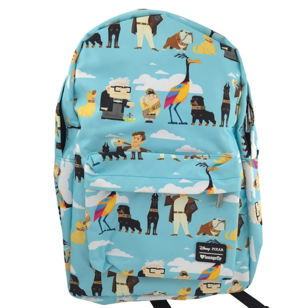 Loungefly Disney Pixar UP Backpack Blue Carl Russell Dug Kevin 17.5"Hx11.5"W NEW